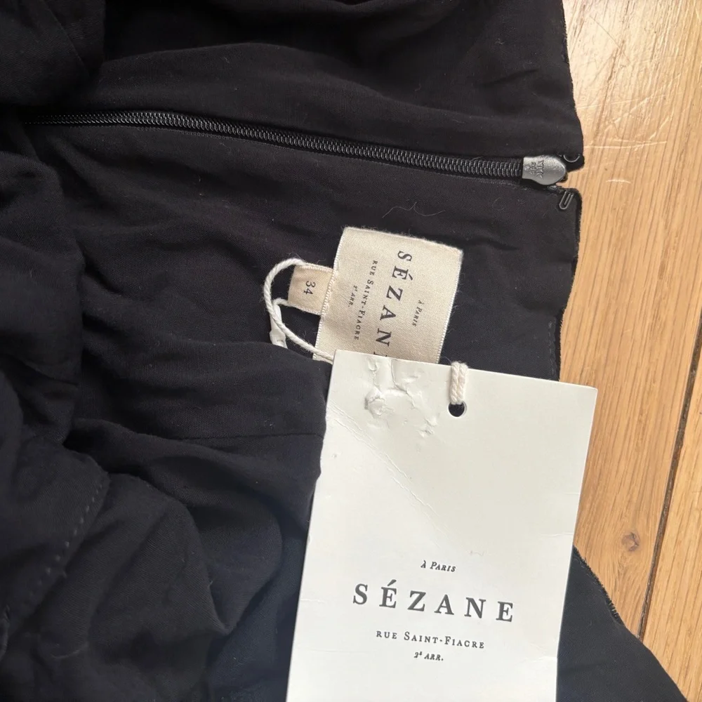 New With Tags Sezane Black Velvet Djoy Dress Dress - Size 34 - Picture 9 of 10